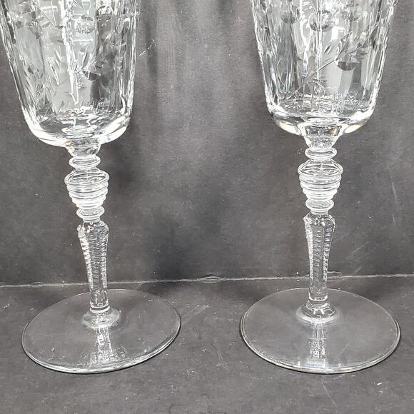 Water Goblet Rembrandt by Rock Sharpe Vtg 7.75" Floral Lot of 2 - Picture 10 of 12